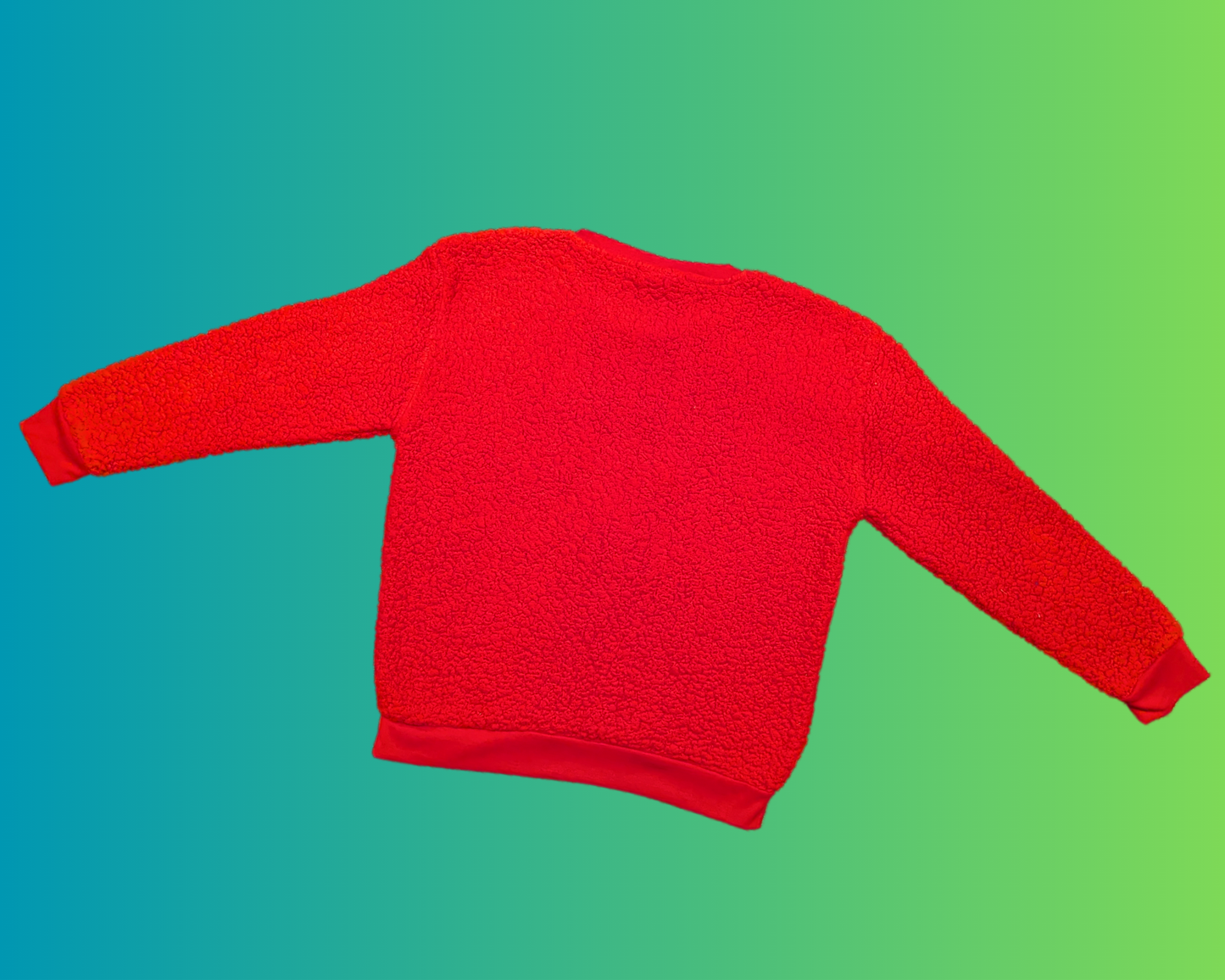 Pull rouge duveteux style Grinch des années 2000, taille M