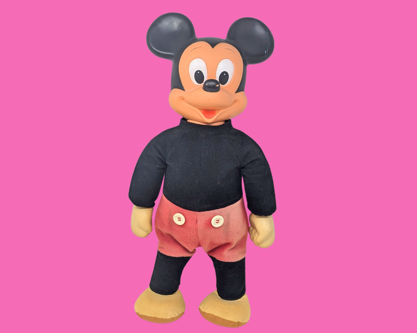 Vintage 1970's Walt Disney Productions Walking Mickey Mouse Toy Doll Made by Hasbro