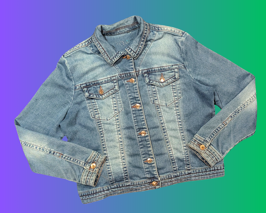 Handmade, Upcycled Whitney Houston Denim Jacket Size XL