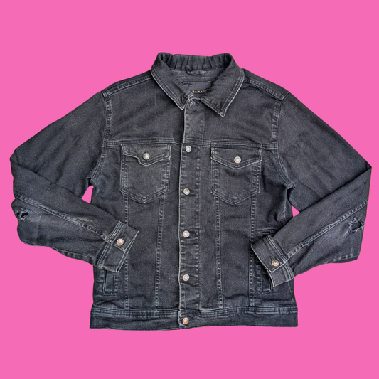 Sesame Street, The Count, Upcycled T-Shirt Denim Jacket Size L for Men