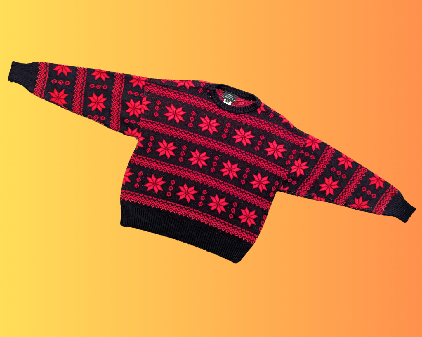 Vintage 1990's Red and Black Sears Knit Sweater Size M