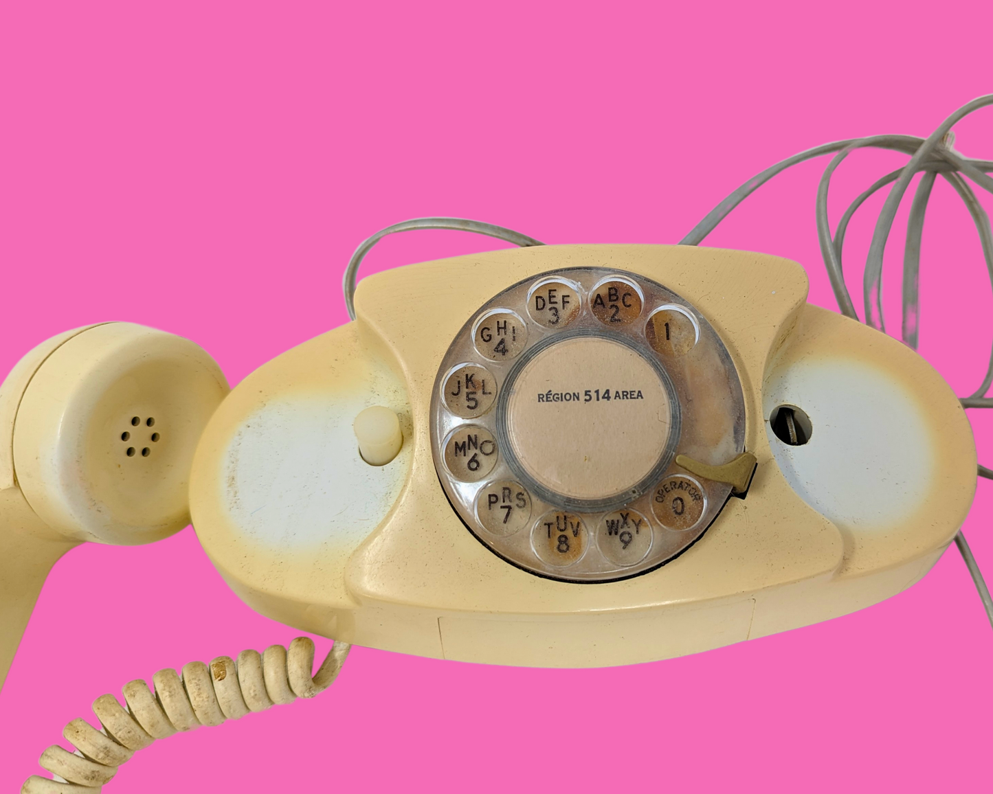 Téléphone rotatif blanc vintage des années 1980, non testé