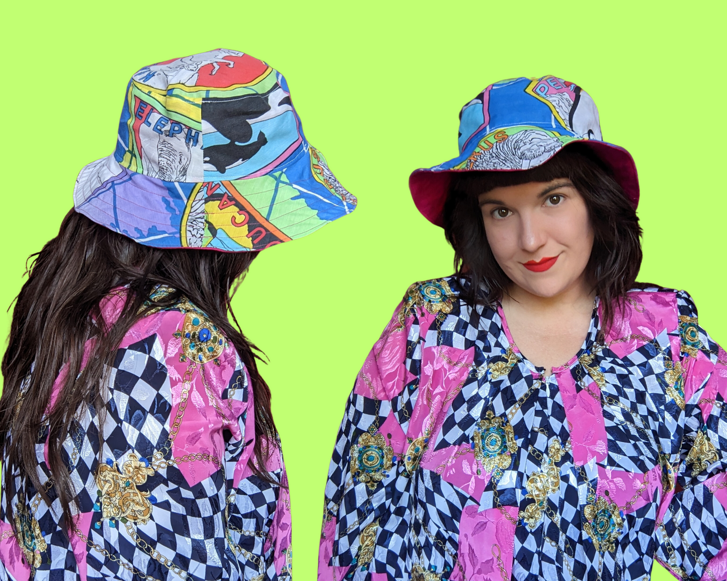 World Wildlife Fund Reversible Bucket Hats For Adults Made from Vintage, Upcycled WWF Bedsheet