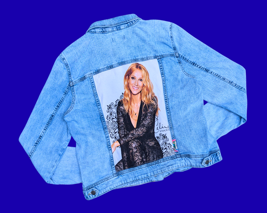 Handmade, Upcycled Céline Dion Denim Jacket Size M