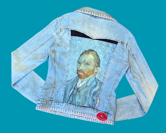 Veste en jean Parasuco Vincent Van Gogh faite à la main et recyclée, taille S