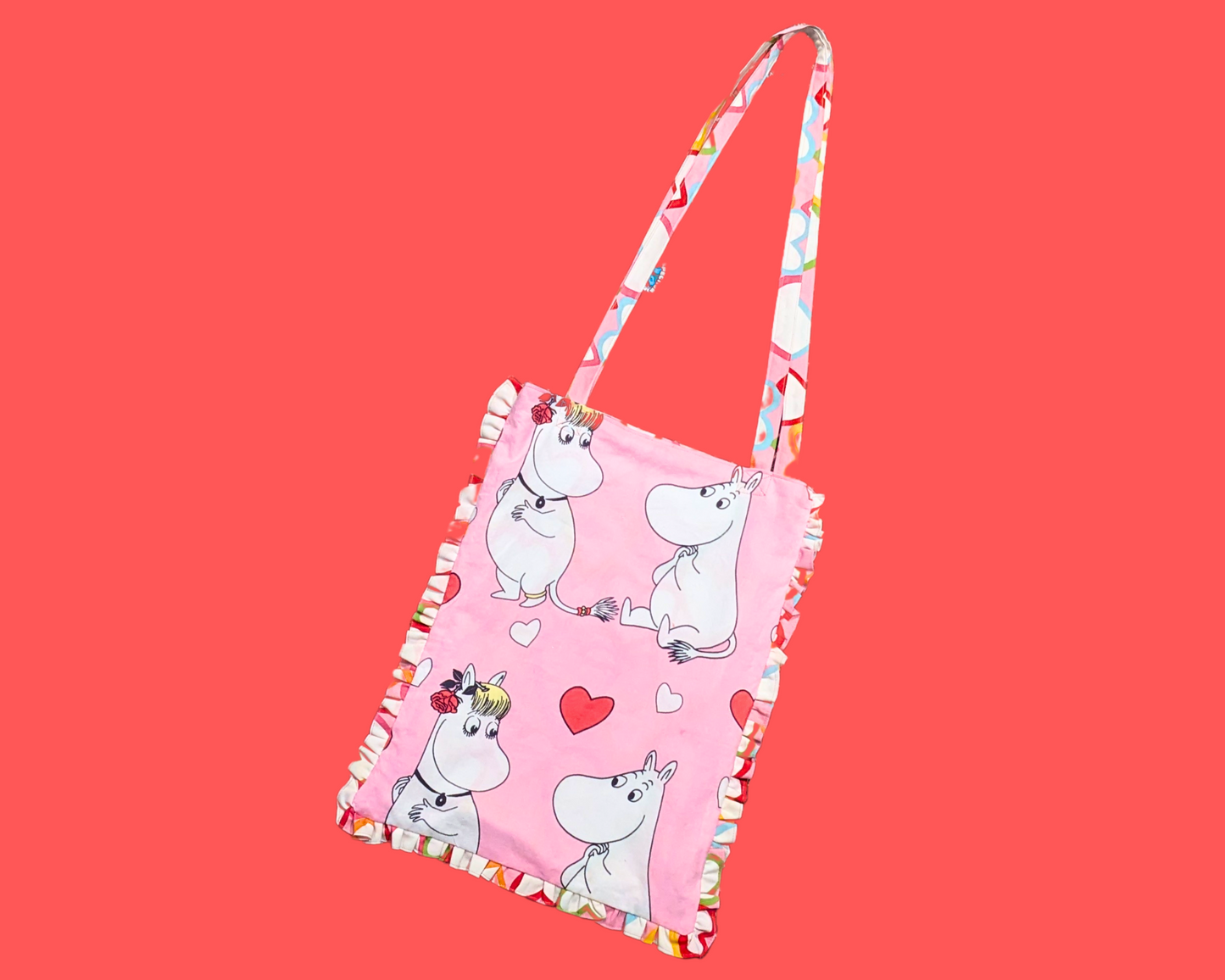 Sac fourre-tout fait main et recyclé à l'effigie des Moomins