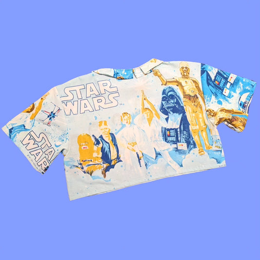 Haut court avec taie d'oreiller Star Wars vintage fait main et recyclé, taille S à XL
