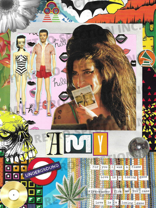 Impression d'un collage fait main d'Amy Winehouse