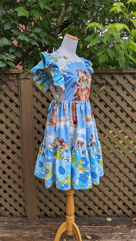Robe drap de lit ET vintage des années 1980, fabriquée à la main et recyclée, taille S