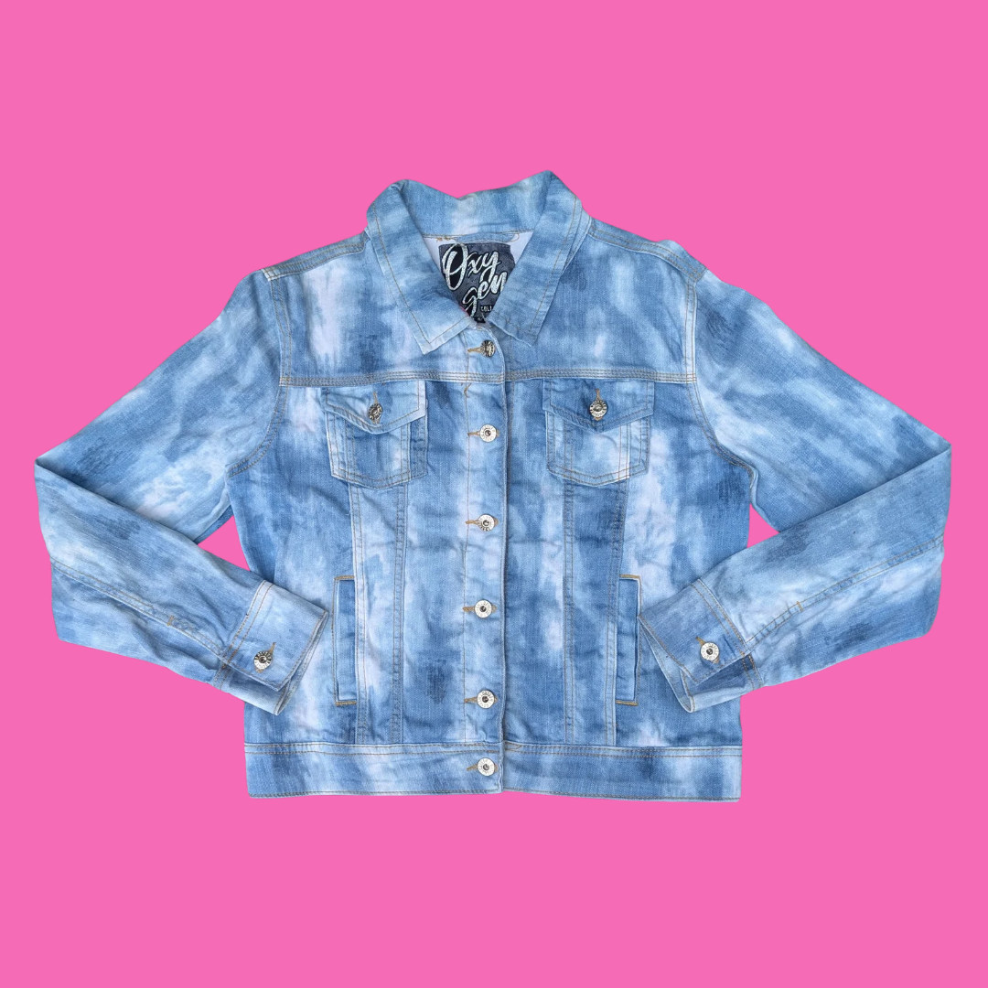 Lilo & Stitch Upcycled T-Shirt Denim Jacket Size L