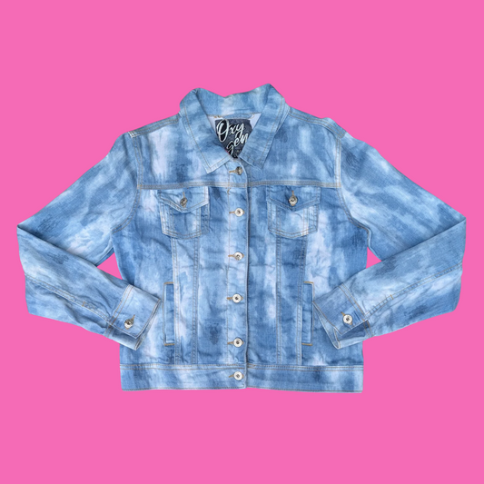 Lilo & Stitch Upcycled T-Shirt Denim Jacket Size L