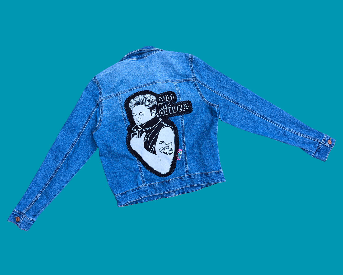 Handmade, Upcycled Eric Lapointe Quoi Ma Gueule Denim Jacket Size L