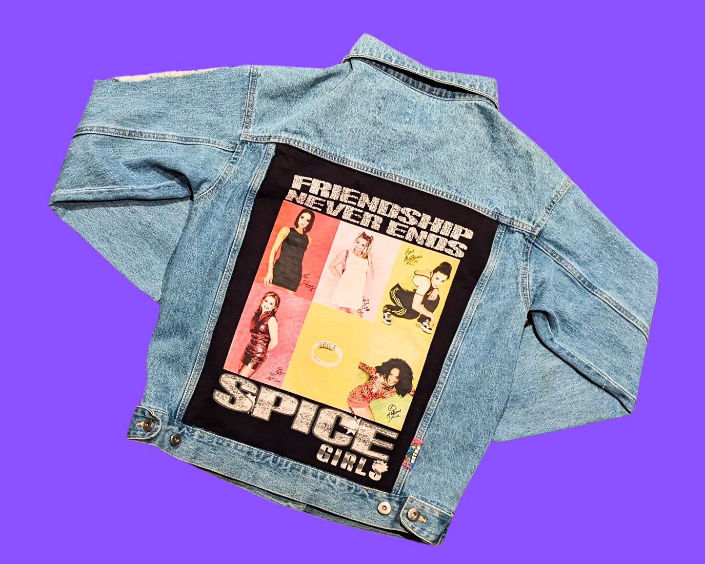 Handmade, Upcycled Spice Girls Denim Jacket Size M