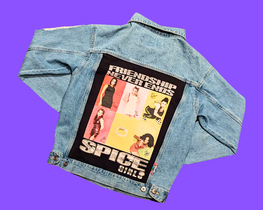 Veste en jean Spice Girls faite main et recyclée, taille M