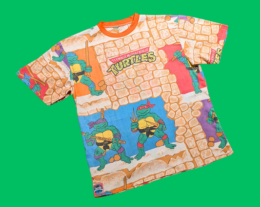 T-shirt vintage fait main et recyclé des années 1980, motif Tortues Ninja, surdimensionné, taille XS - Taille M