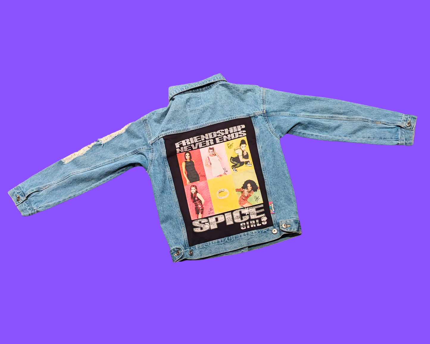 Handmade, Upcycled Spice Girls Denim Jacket Size M