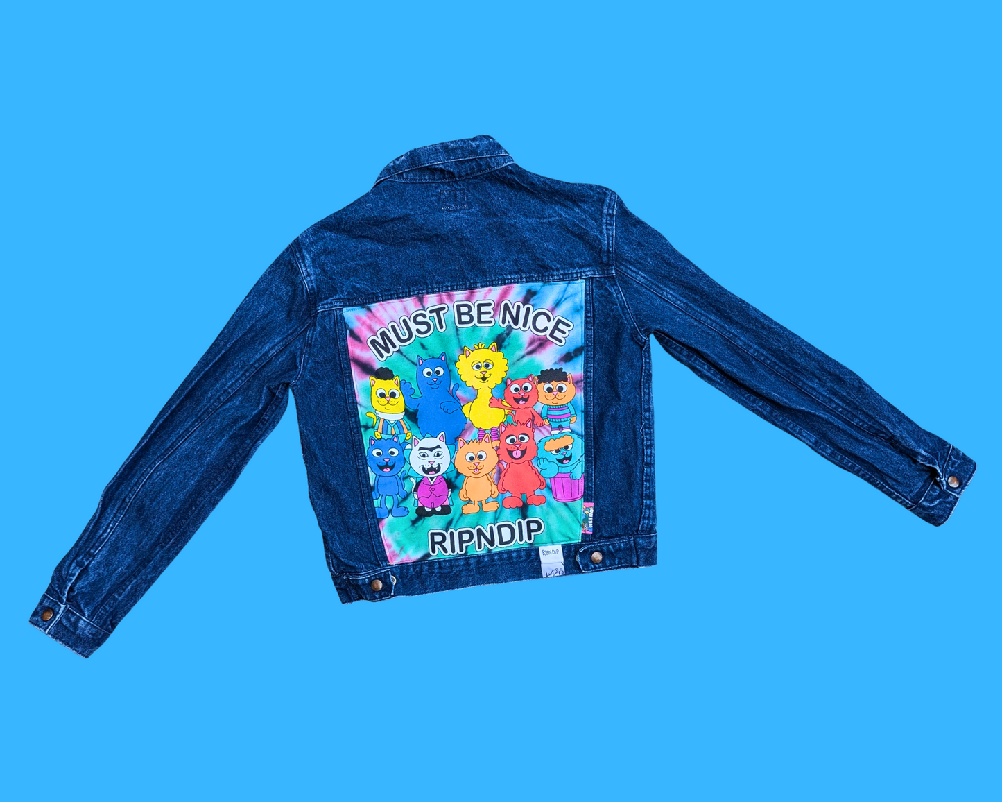 Handmade, Upcycled Must Be Nice RipNDip Sesame Street Denim Jacket Size M