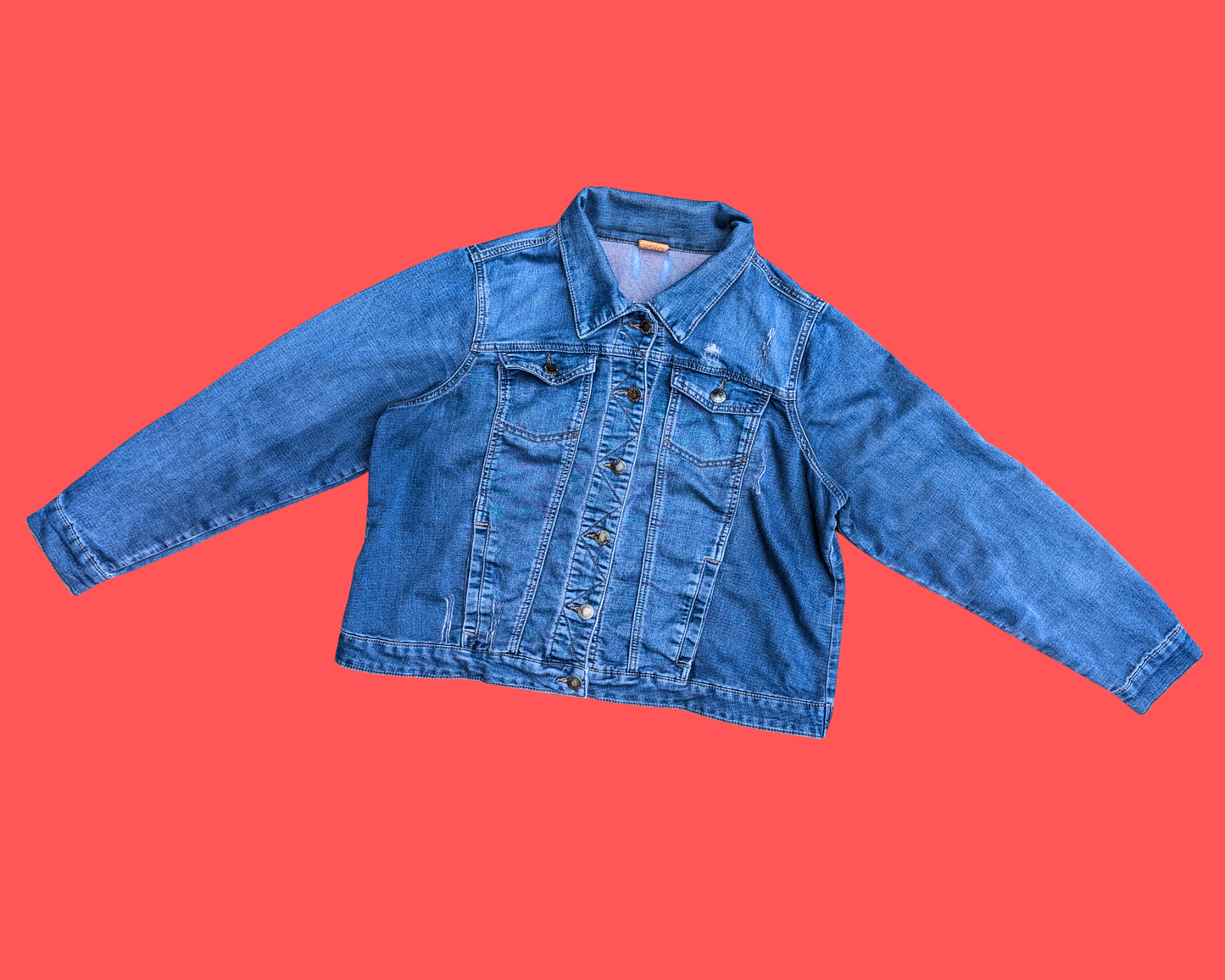 Handmade, Upcycled Pulp Fiction, Mia Wallace Denim Jacket Size L-XL