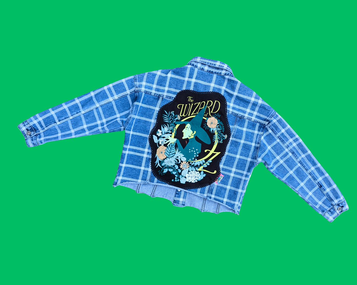 Handmade, Upcycled The Wizard of Oz Denim Jacket Size S
