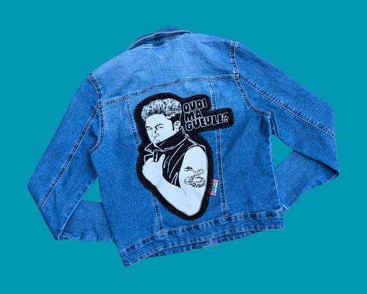 Veste en denim Eric Lapointe Quoi Ma Gueule faite à la main et recyclée Taille L