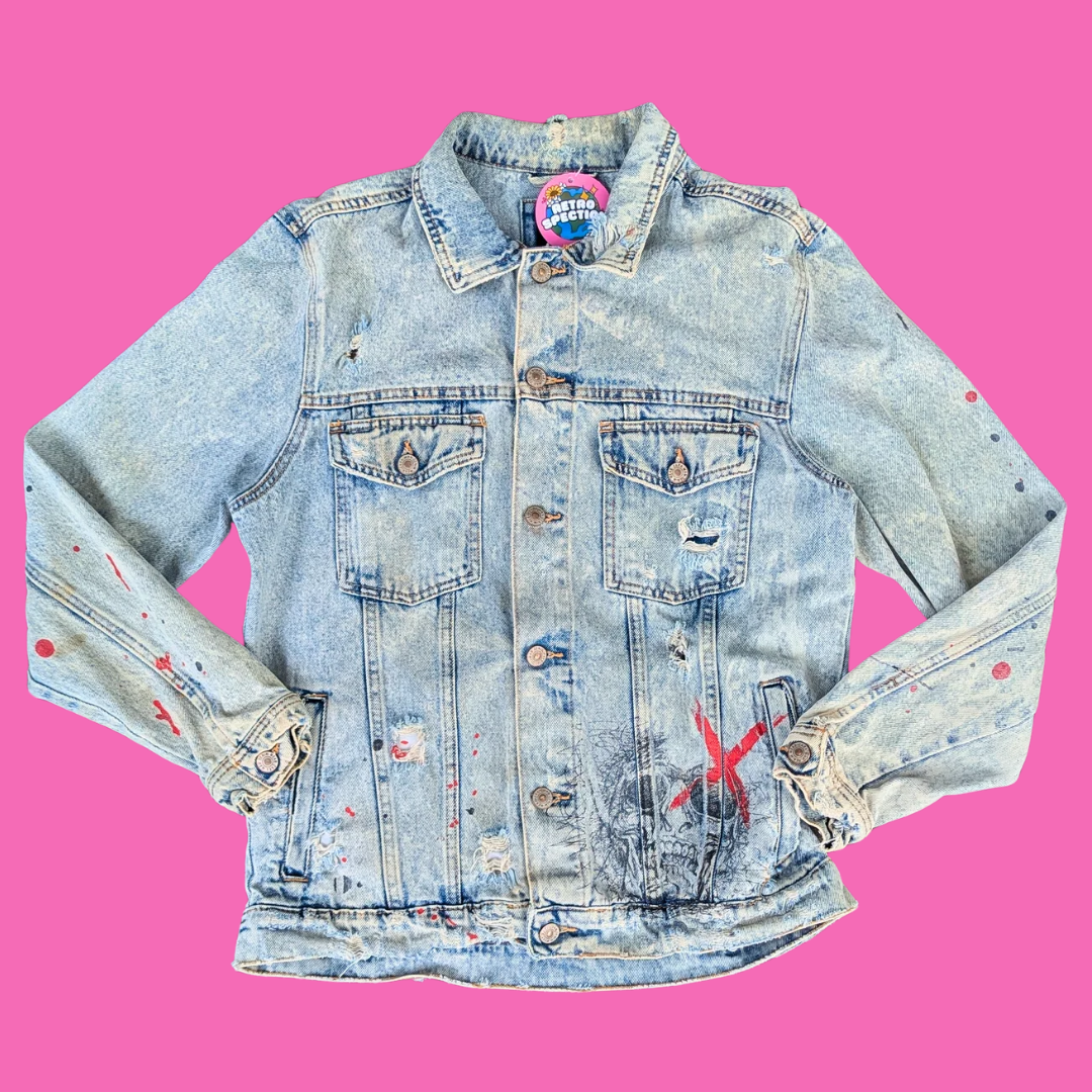 The Silence Of The Lambs Upcycled T-Shirt Denim Jacket Size M for Women