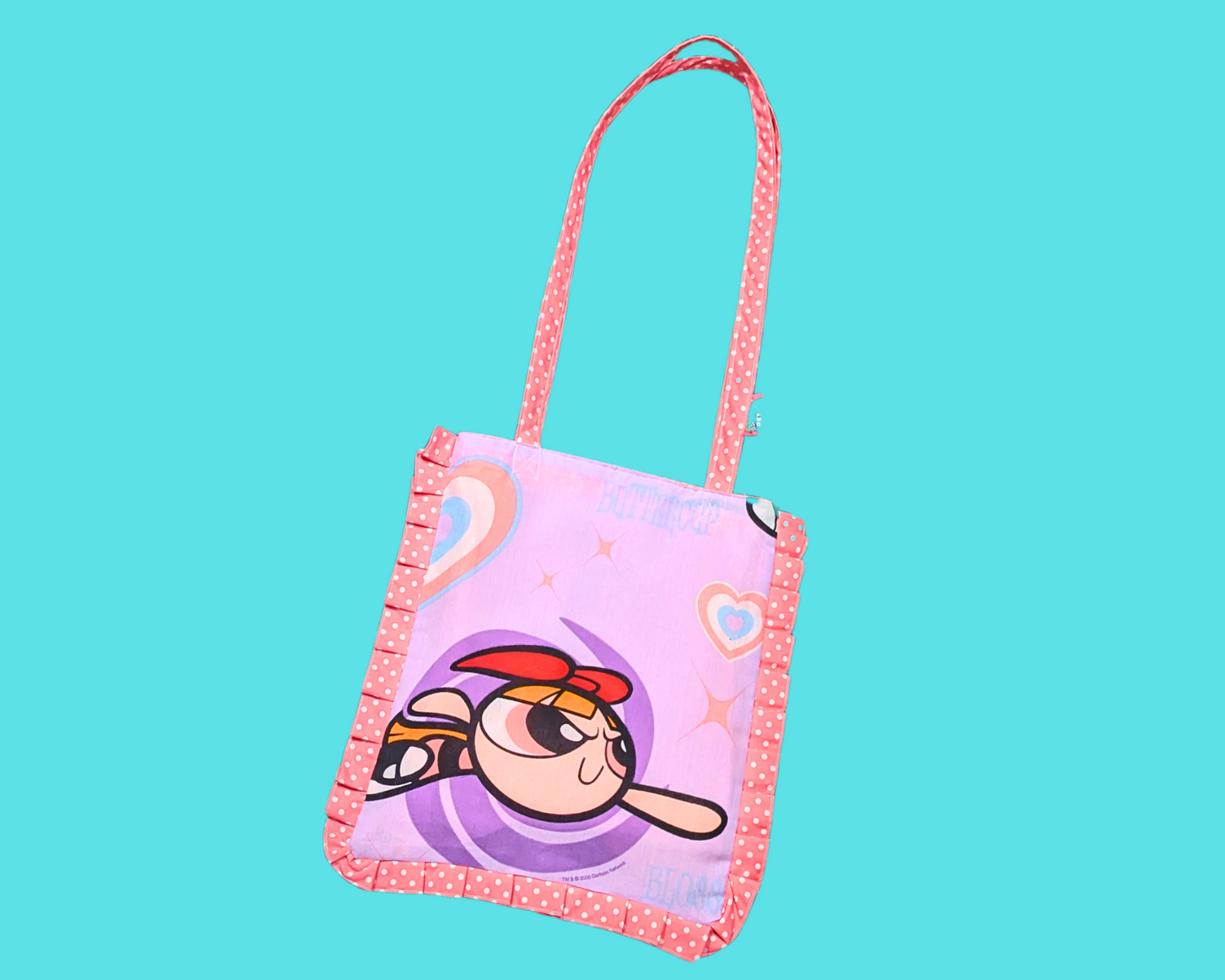 Handmade, Upcycled Y2K Powerpuff Girls Bedsheet Tote Bag