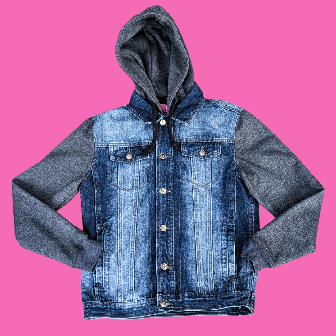 Dragon Ball Z Upcycled T-Shirt Denim Jacket with Hoodie Size M