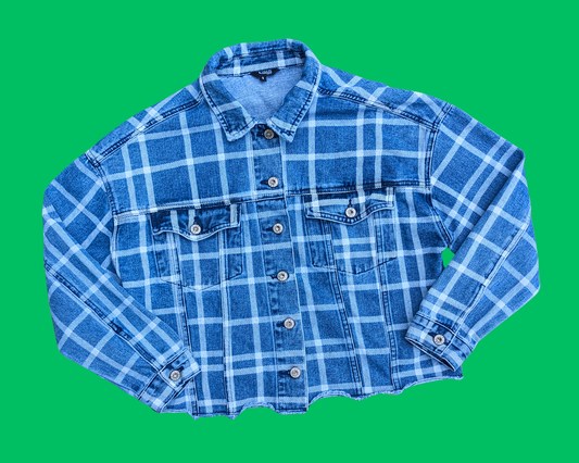 Veste en jean Le Magicien d'Oz faite à la main et recyclée, taille S