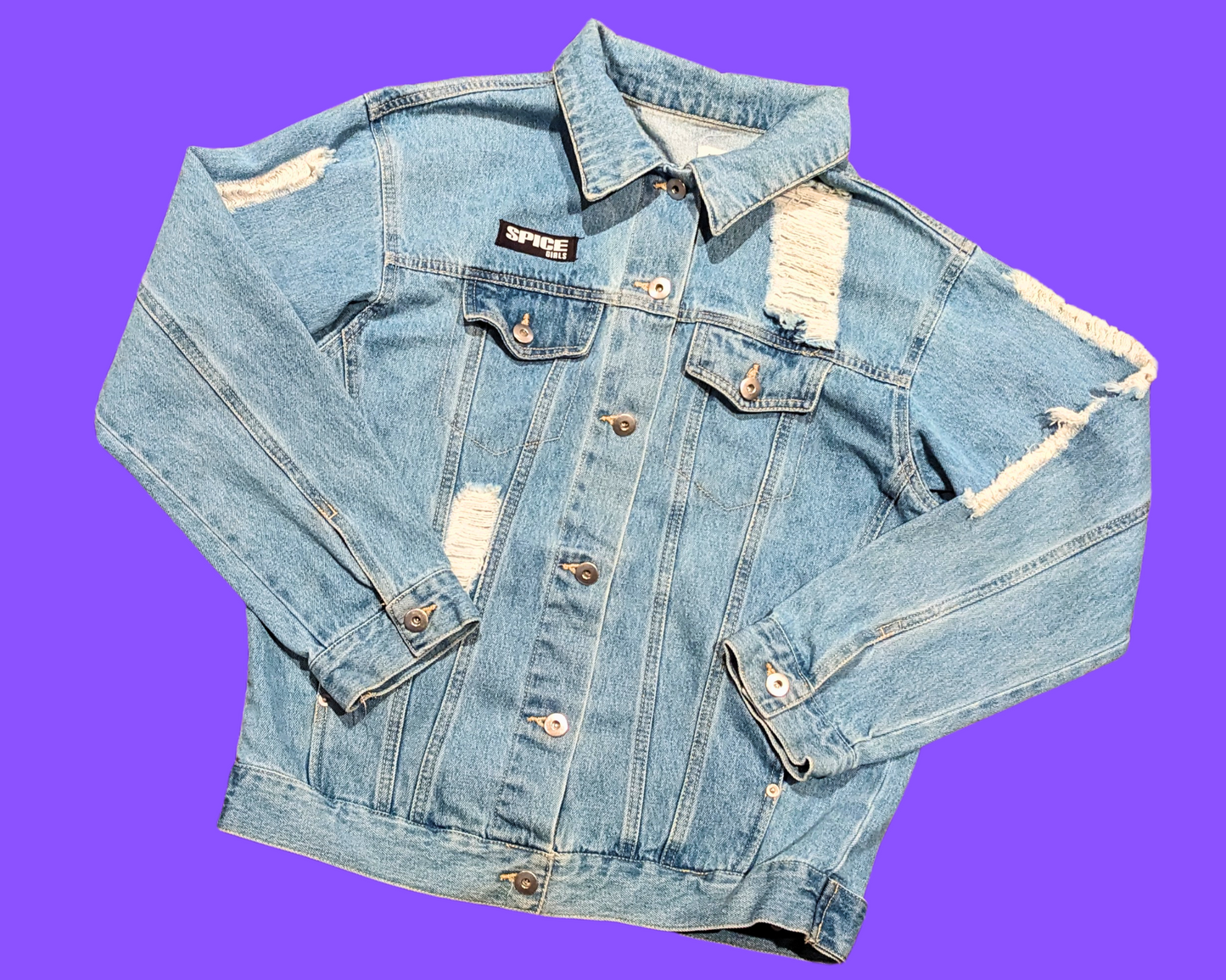 Handmade, Upcycled Spice Girls Denim Jacket Size M