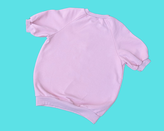 Pull à manches courtes brodé rose Kina & Tam Grown Up Bag, taille S