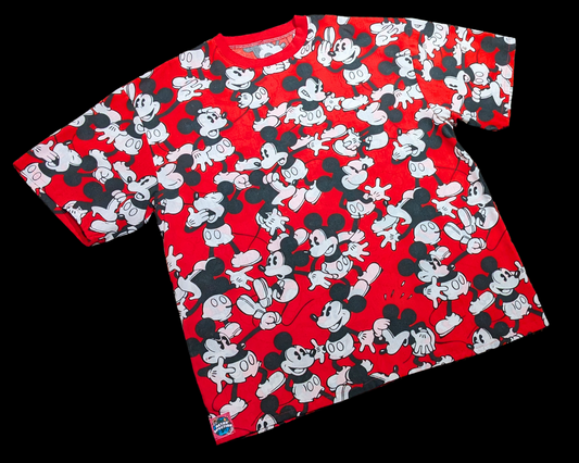T-shirt vintage Walt Disney Mickey Mouse des années 1990, fait main et recyclé, surdimensionné, taille XL et ajusté, taille 2XL