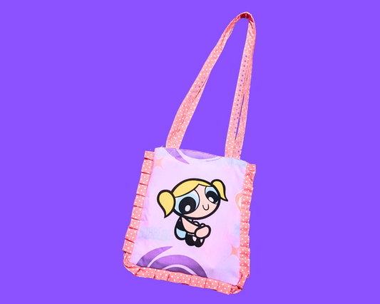 Sac fourre-tout fait main et recyclé pour drap de lit des années 2000 des Powerpuff Girls