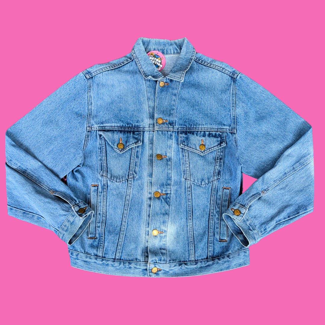 Tintin Upcycled T-Shirt Denim Jacket Size M for Men, Size L for Women