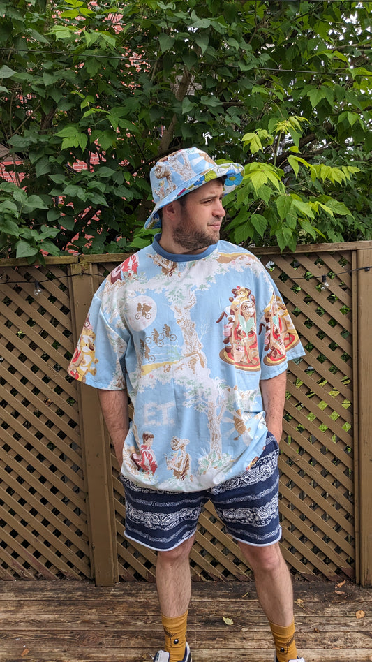 T-shirt vintage ET des années 1980, fait main et recyclé, surdimensionné, taille XL, ajusté, taille 2XL