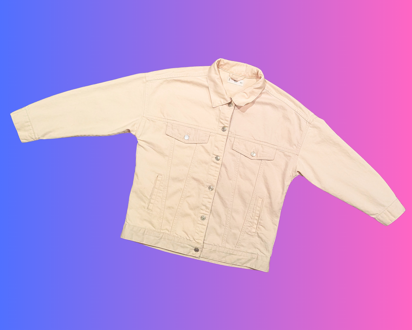 Handmade, Upcycled Taylor Swift Beige Denim Jacket Size S