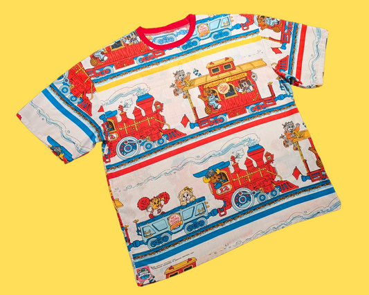 T-shirt vintage fait main et recyclé des années 1980, motif The Get Along Gang, surdimensionné, taille XL, ajusté, taille 2XL