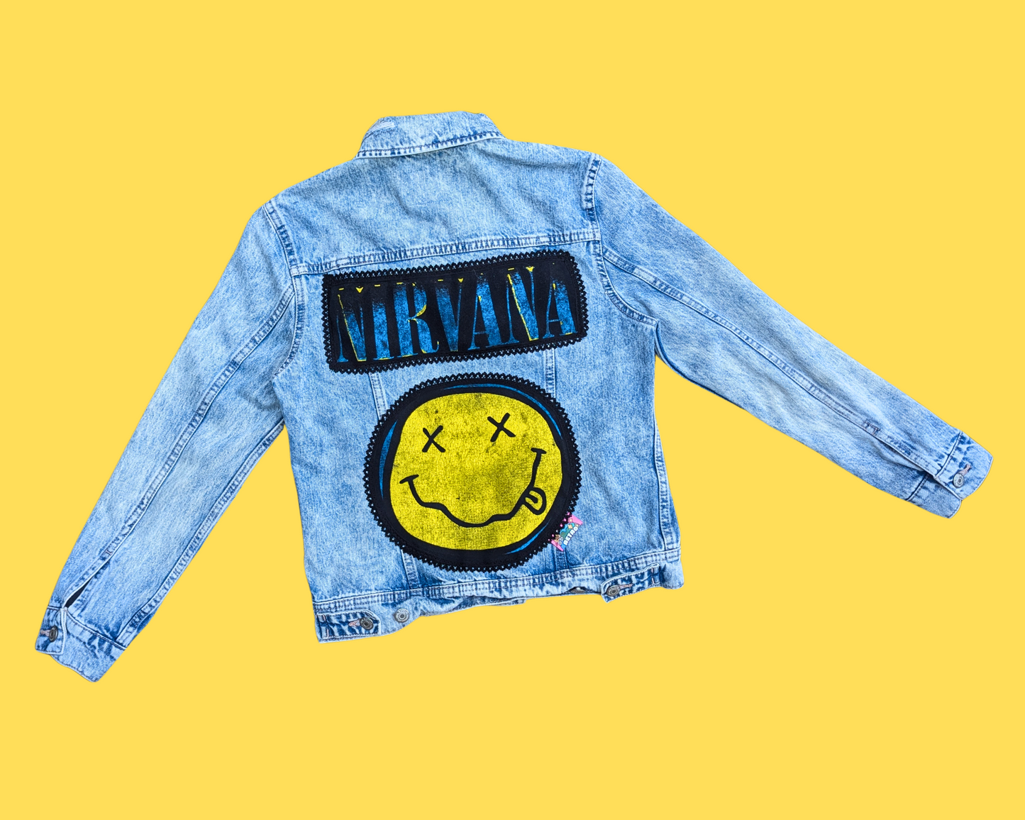Handmade, Upcycled Nirvana Denim Jacket Size S