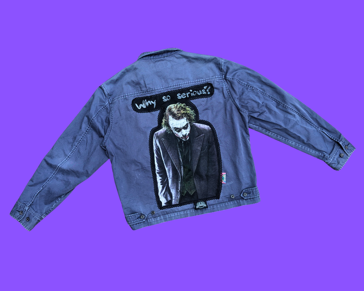 Handmade, Upcycled The Dark Knight, The Joker Ralph Lauren Denim Jacket Size M