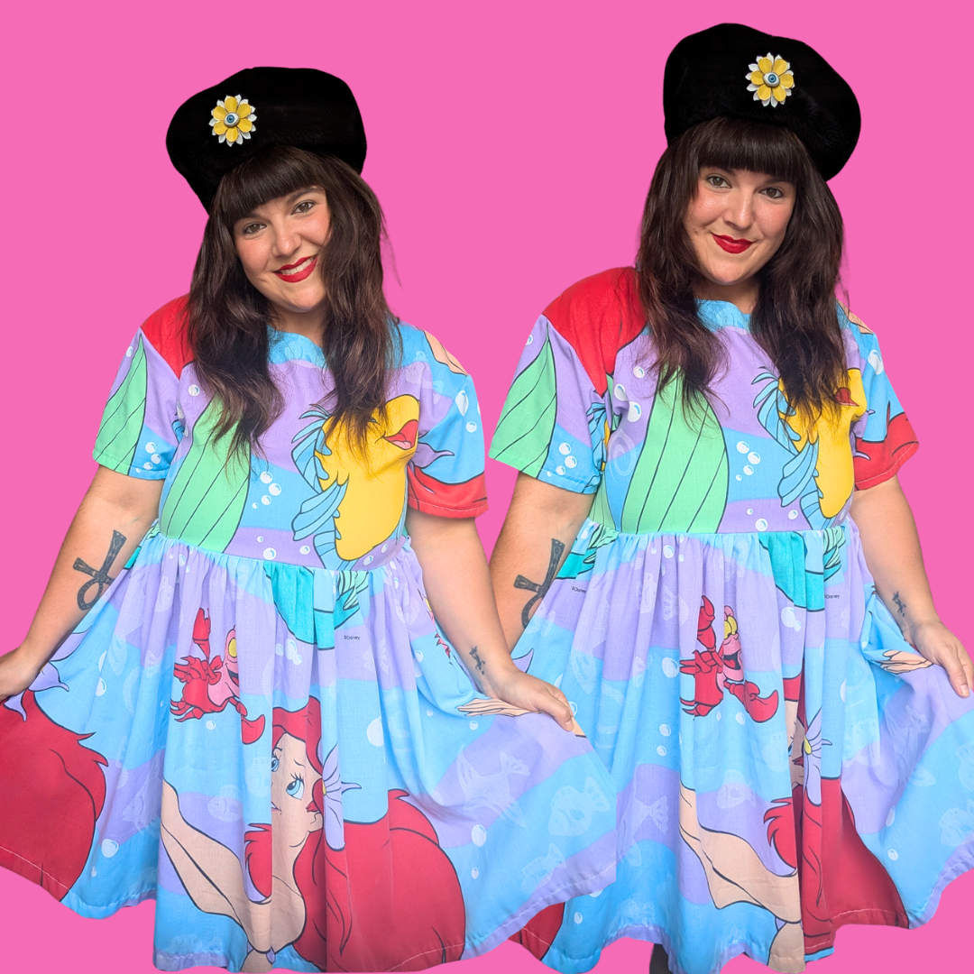 Handmade, Upcycled Disney's The Little Mermaid Bedsheet Dress Fits an Oversized S-M or Fitted L-XL