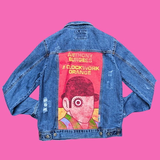 A Clockwork Orange Upcycled T-Shirt Denim Jacket Size M for Men