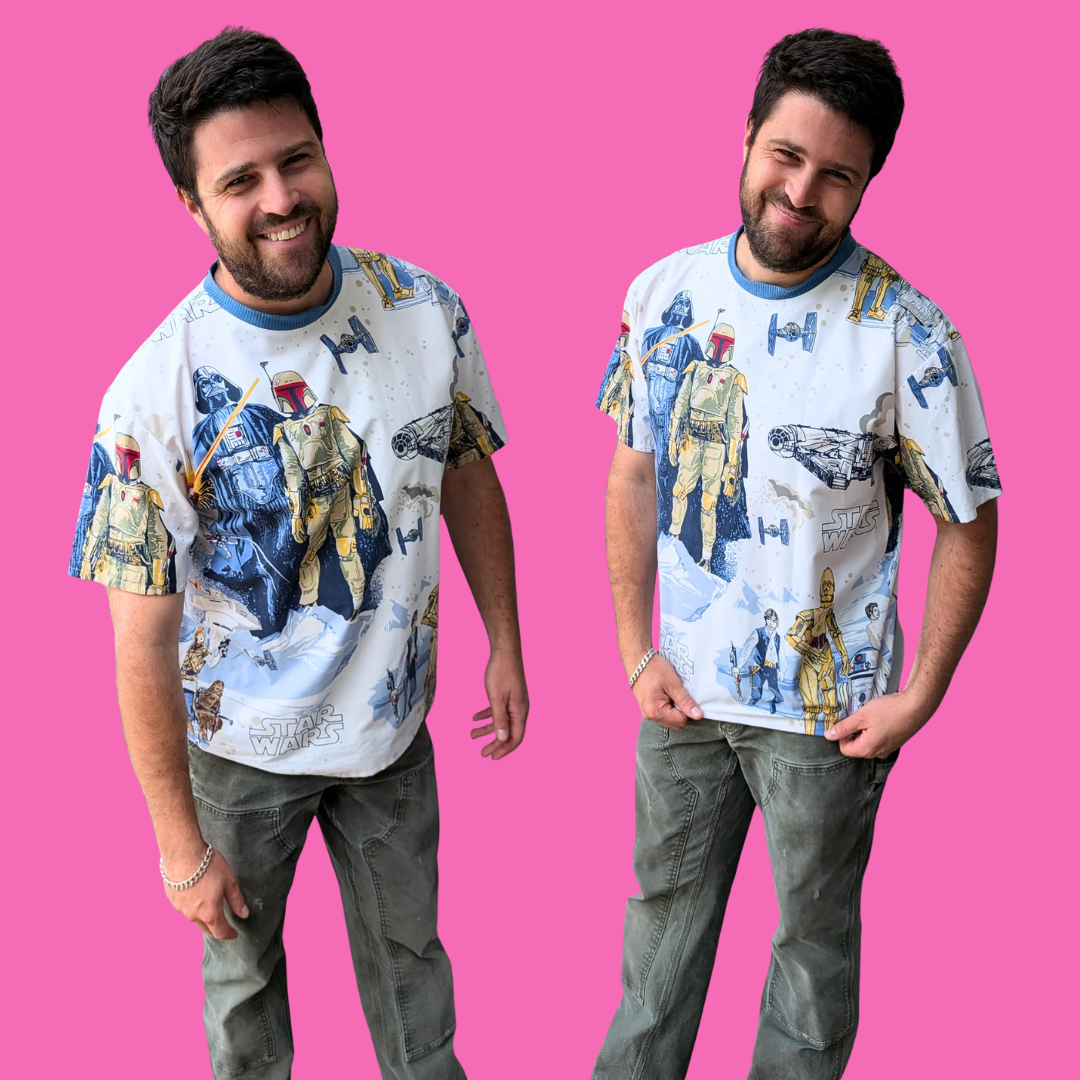 Handmade, Upcycled Star Wars Bedsheet T-Shirt Oversized S-M, Fitted L-XL
