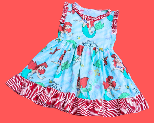 Robe drap de lit La Petite Sirène faite à la main et recyclée, taille M