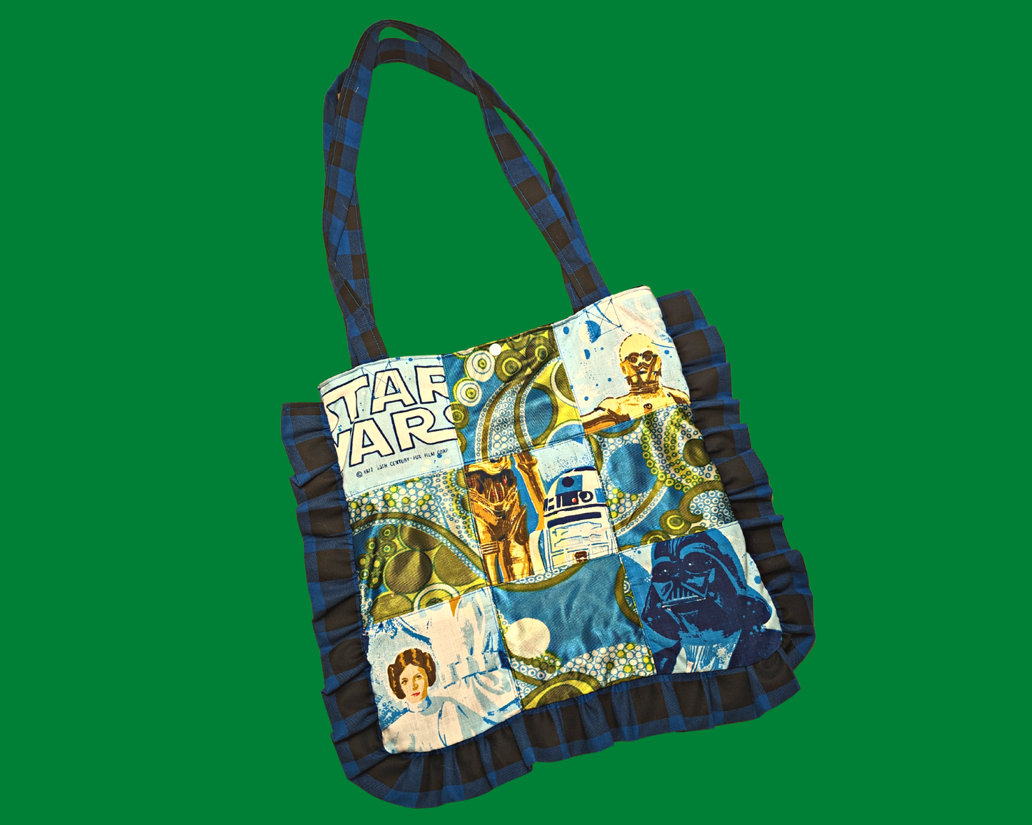 Drap de lit Star Wars recyclé fait à la main + sac fourre-tout en tissu soyeux Groovy vintage des années 1960