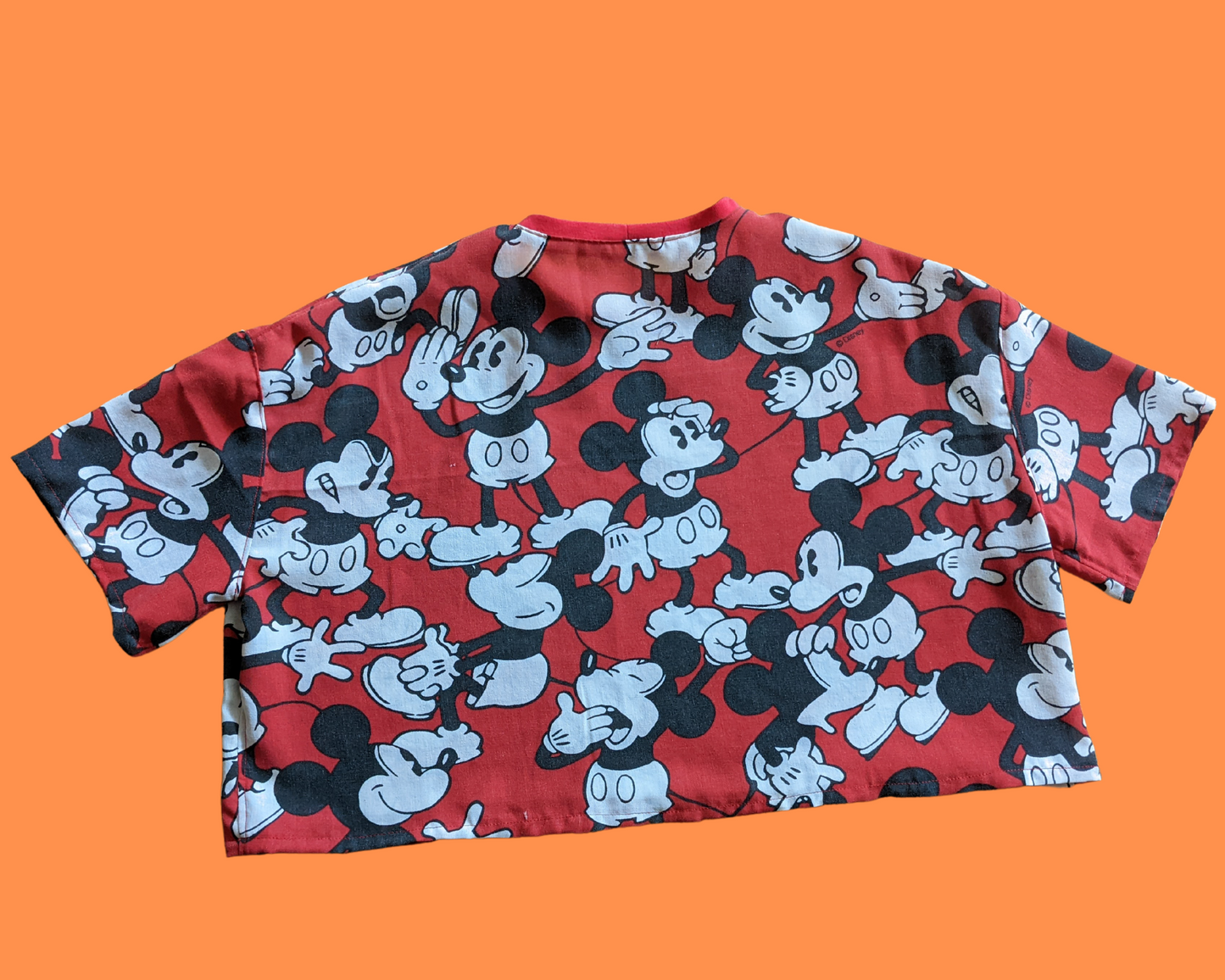 Fait à la main, Upcycled Mickey Mouse Bedsheet Crop Top Taille XS