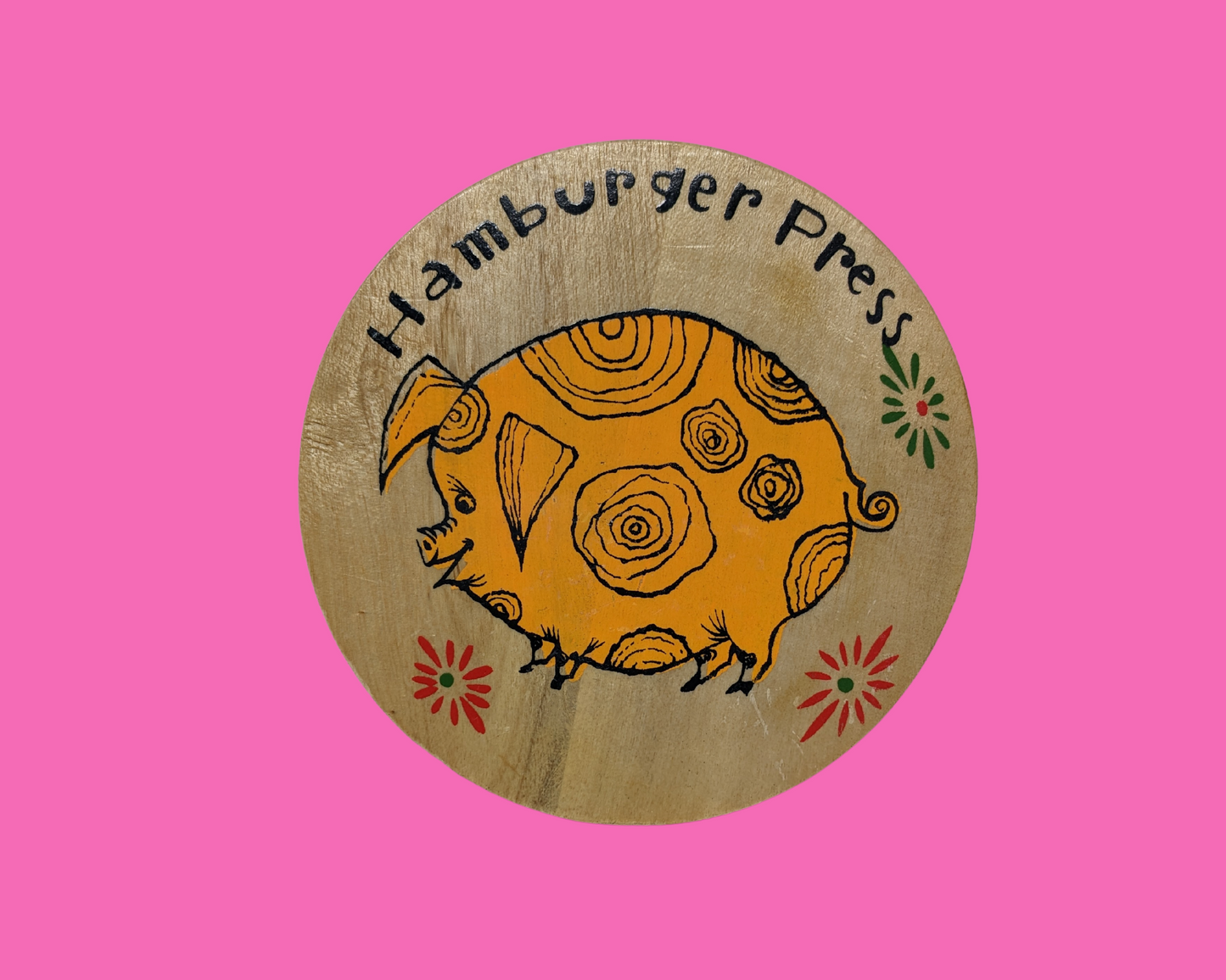 Presse à hamburger en bois vintage des années 1970