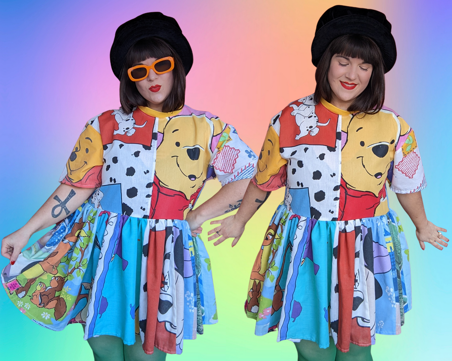 Fait à la main, robe t-shirt Pokemon drap de lit recyclé pour SML-XL