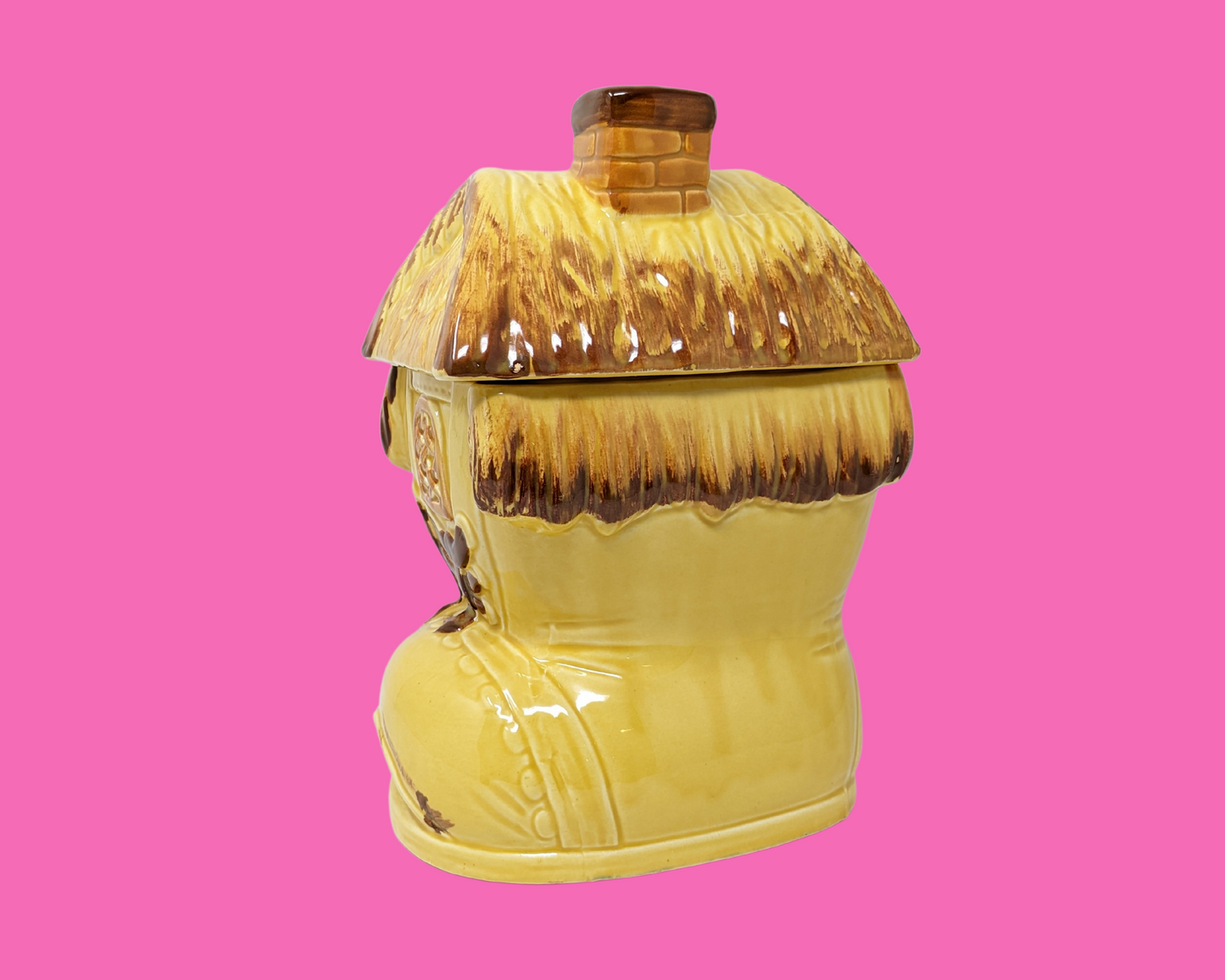 Pot à biscuits vintage des années 1980, en forme de botte comme une maison fabriquée au Japon