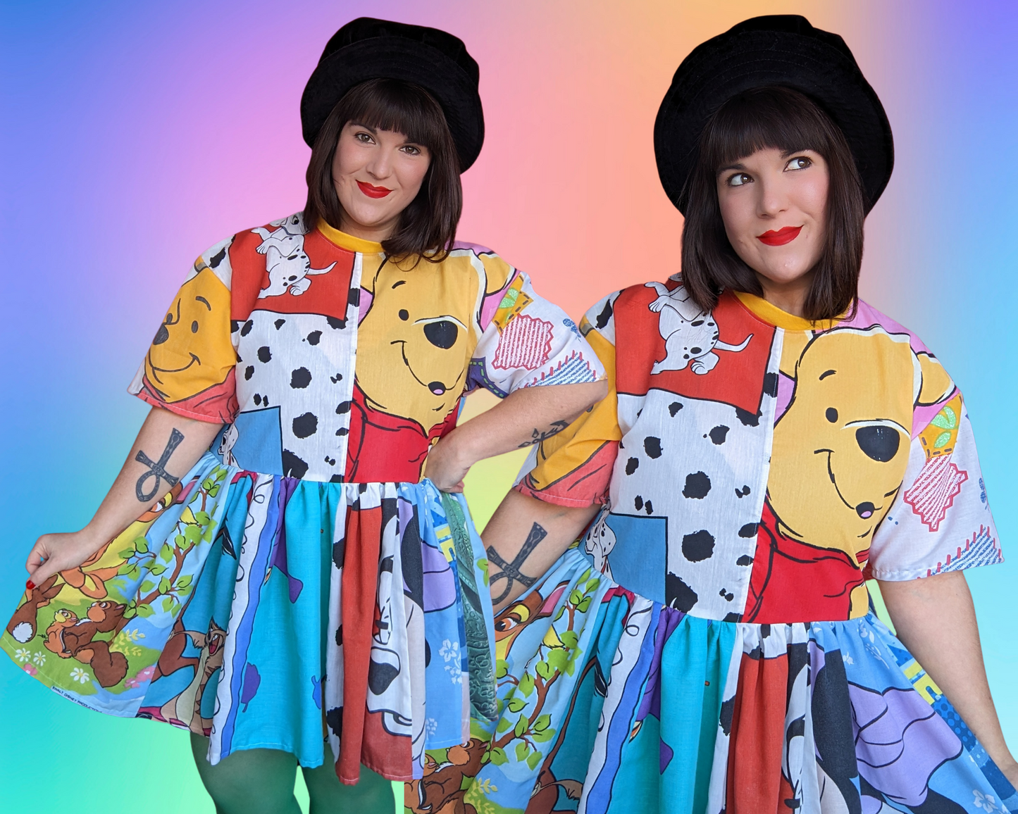 Fait à la main, robe t-shirt Pokemon drap de lit recyclé pour SML-XL