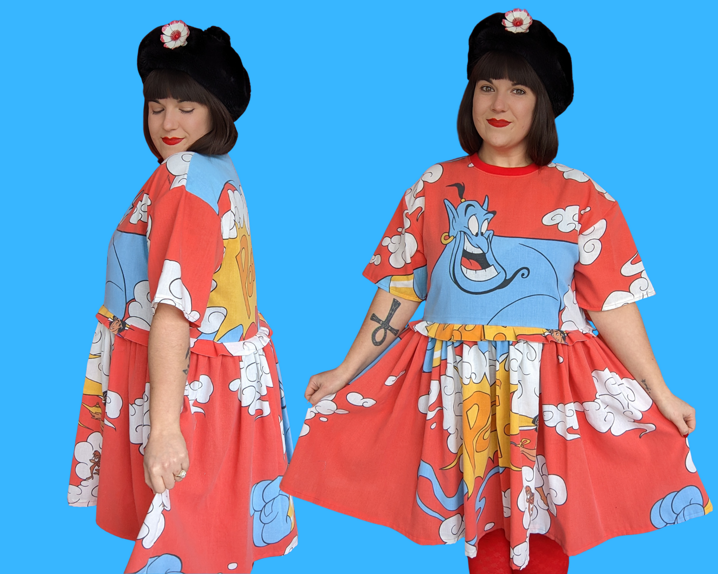 Fait à la main, robe t-shirt Pokemon drap de lit recyclé pour SML-XL