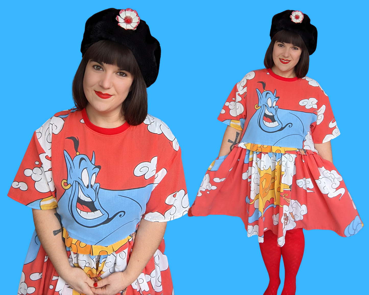 Fait à la main, robe t-shirt Pokemon drap de lit recyclé pour SML-XL